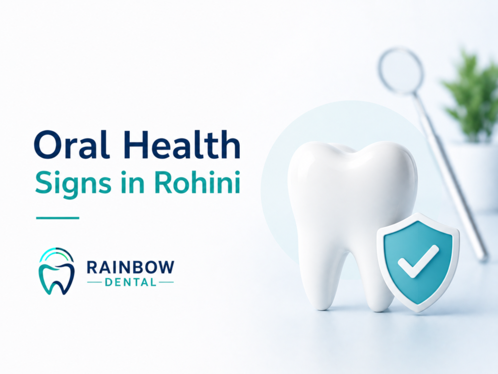 Oral health signs and dental check-up at Rainbow Dental clinic in Rohini, Delhi
